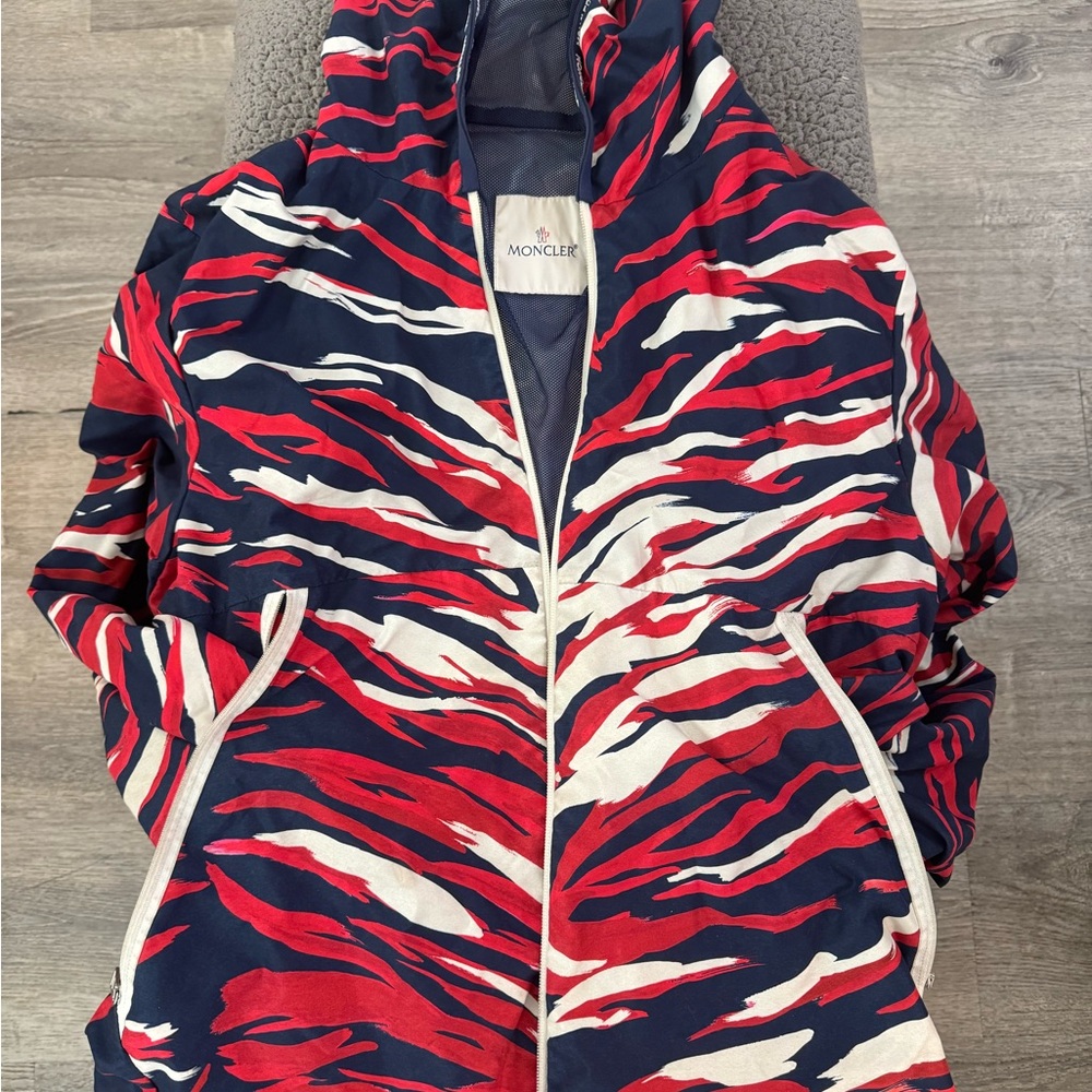 Moncler Hooded MONCLER CHARDON Giubotto Jacket Polyester Red Blue